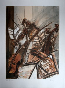 Dominique Guillemard Lithograph - Violins