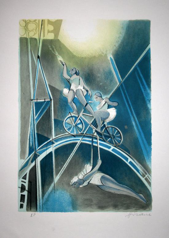 Camille HILAIRE : Original Lithograph : The tightrope walkers