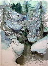 Camille HILAIRE : lithographie originale sign�e et num�rot�e : La rivi�re enneig�e