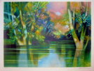 HILAIRE : Lithographie originale : Rivi�re � la naissance du jour