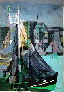 Camille HILAIRE : lithographie originale sign�e et num�rot�e : Voilier au port