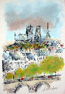 Urbain HUCHET : Lithographie originale sign�e et num�rot�e : Notre-Dame