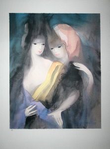 Lithograph after a watercolor of Marie Laurencin - Complicity