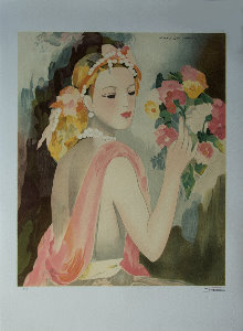 Lithograph after a watercolor of Marie Laurencin - The elegant