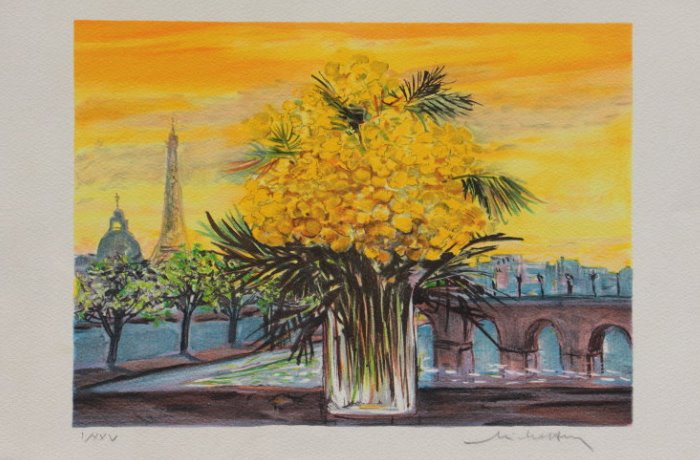 MICHEL-HENRY : Lithographie originale sign�e et num�rot�e : Mimosas