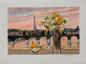 Lithographie Michel-Henry - La Tour Eiffel