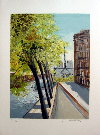 MICHEL-HENRY : Lithographie originale sign�e et num�rot�e : Notre Dame vue de l'�le Saint Louis