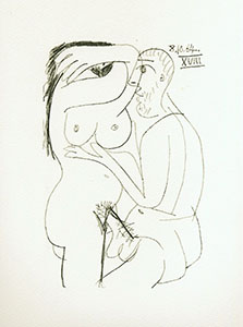 Litografia Pablo Picasso, le got du bonheur, Carnet III - Planche 18