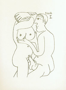 Litografia Pablo Picasso, le got du bonheur, Carnet III - Planche 19