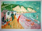 Jean Claude PICOT : Lithographie originale sign�e et num�rot�e : Plage de F�camp