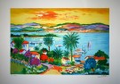 Jean Claude PICOT : Lithographie originale sign�e et num�rot�e : Palmiers � Cannes