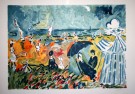 Jean Claude PICOT : Lithographie originale sign�e et num�rot�e : Tennis sur la plage