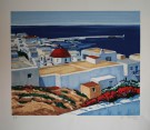 Jean Claude QUILICI : Lithographie originale : Coupole rouge � Mykonos
