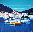 Jean Claude QUILICI : Lithographie originale : Barques � Cadaques