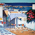 Jean-Claude QUILICI : Lithographie originale sign�e et num�rot�e : Linge �tendu au soleil