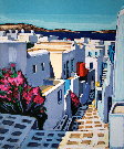 Jean-Claude QUILICI : Lithographie originale sign�e et num�rot�e : Ruelle fleurie � Mykonos