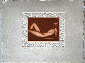 Alain Soucasse original etching - Nude III