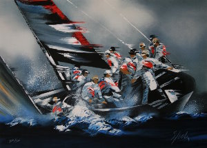 Lithographie Victor Spahn - America's Cup - Alinghi 2