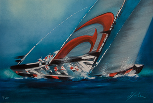 Lithographie Victor Spahn - America's Cup - Alinghi 3