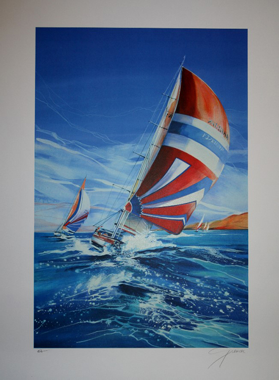 SPENCER : Original Lithograph : The red spinnaker