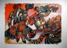Th�o TOBIASSE : Lithographie originale sign�e et num�rot�e : Soleil sculpt� sur les pierres de Jerusalem