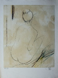 Litografia Jean-Baptiste Valadi - Seduta di schiena
