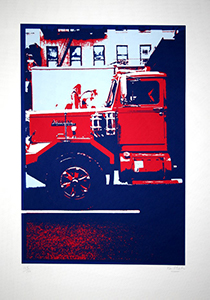 Alain Valtat Original Serigraph - Camion Rouge
