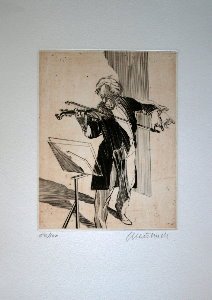Claude Weisbuch etching - Violon solo