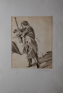 Claude Weisbuch etching - La partition dchire
