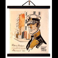 Hugo Pratt, Corto Maltese : Serigraph on linen canvas, Riachuelo