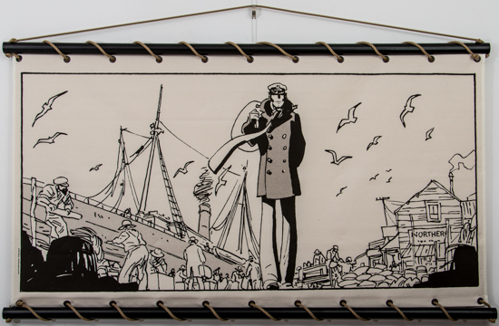 Serigrafa sobre panel decorativo mural : Hugo Pratt - Corto Maltese, Alaska