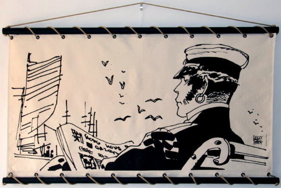 Srigraphie sur panneau mural Hugo Pratt, Corto Maltese, Quai