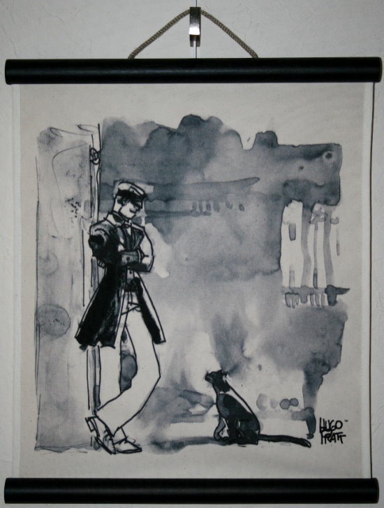Srigraphie sur panneau mural Hugo Pratt, Corto Maltese, Le chat