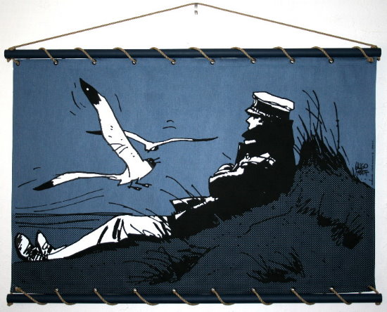 Serigrafa sobre panel decorativo mural : Hugo Pratt - Corto Maltese, Corto Marin (Azul)