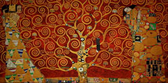 Toile Gustav Klimt, L'arbre de vie (interprtation sur fond rouge)