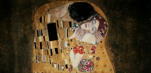 Tela Gustav Klimt : El beso (detalle 100x50)