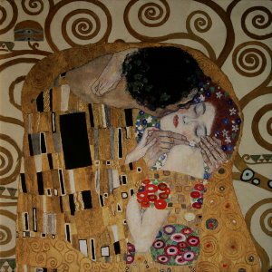 Tela Gustav Klimt : El beso (detalle 70x70)