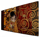 Toile Gustav Klimt, Le baiser (interprtation sur fond rouge) 100 x 50 cm