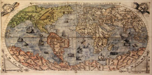 Toile Mappemonde : Description universelle de la Terre, 1565
