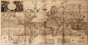 Tela Mapa del mundo : Correct map of the whole world, 1719