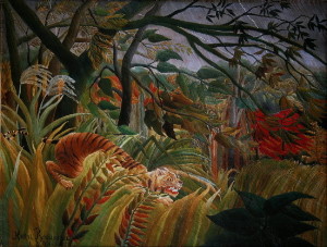 Tela Henri Rousseau Tigre in una tempesta tropicale