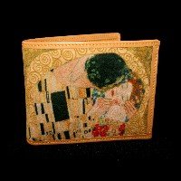 Portafoglio per carte di credito, Dainetto e cuoio, Klimt