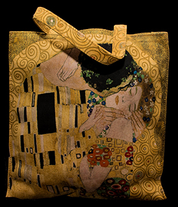 Borsa per donna Klimt in Dainetto e cuoio : Il bacio