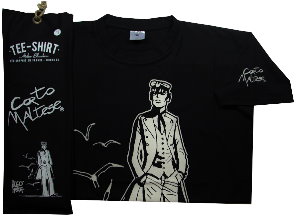 T-shirt Hugo Pratt : 40 anni ! Nero, maniche corte