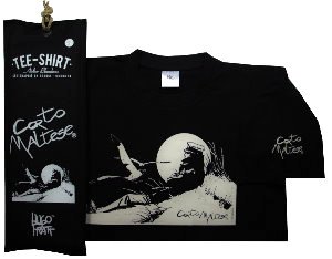 T-shirt Hugo Pratt : Marin sur la dune Noir, manches courtes