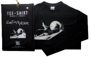 T-shirt Hugo Pratt : Marino sobre la duna (Negro), mangas largas