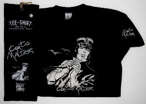 T-shirt Hugo Pratt : Dans le vent Nero, maniche corte