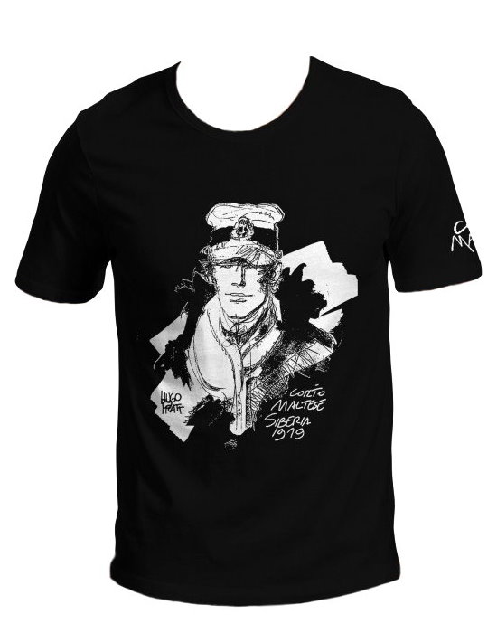 Corto Maltese T-shirt of Hugo Pratt : Siberia (Black)