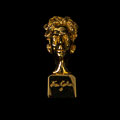 Jean Cocteau signed brooch : Buste (1993) (gold finish)