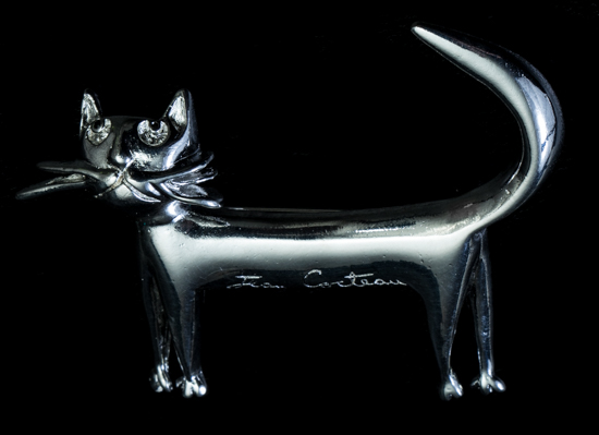 Jean Cocteau brooch : Silvery Cat